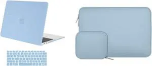 MOSISO Compatible with MacBook Air 13 inch Case 2018-2020 Release A2337 M1 A2179 A1932, Plastic Hard Case & Neoprene Sleeve Bag with Small Case, Airy Blue