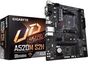 Gigabyte A520M S2H (AMD Ryzen AM4/MicroATX/4+3 Phases Digital PWM/Gigabyte Gaming GbE LAN/NVMe PCIe 3.0 x4 M.2/3 Display Interfaces/Q-Flash Plus/RGB Fusion 2.0/Motherboard)