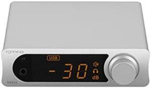 Topping MX3s Amplifier 62W x 2 Class D Power amp Subwoofer Out 700mW x 2 Headphone amp 24-bit/192kHz AKM USB C DAC Bluetooth Support(Sliver)