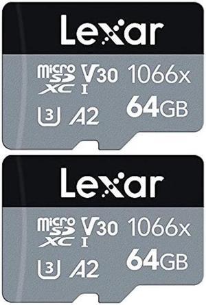 Lexar LMS1066064G-BNANU 1066x MicroSDXC Memory Card with Adapter 64GB 2 Pack