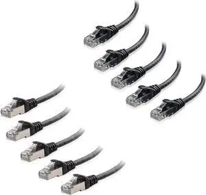 Cable Matters 5-Pack 10-Foot Snagless Cat6 Ethernet Cable (Cat6 Cable, Cat 6 Cable) in Black & 5-Foot Short Cat6A (SSTP, SFTP) Shielded Ethernet Cable