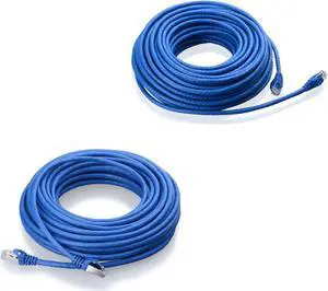 Cable Matters Snagless Long Cat6 Ethernet Cable (Cat6 Cable, Cat 6 Cable) in Blue 75 ft & Cat6A (SSTP, SFTP) Shielded Ethernet Cable 50 ft