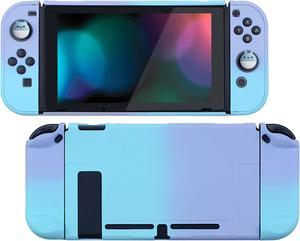 eXtremeRate PlayVital Dockable Protective Case Cover for Nintendo Switch with Thumb Grip Caps for Switch - Gradient Violet Blue