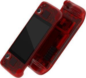 eXtremeRate Clear Red Custom Faceplate Back Plate Shell for Steam Deck LCD Handheld Console Replacement Housing Case DIY Full Set Shell with Buttons for Steam Deck Console  Console NOT Included