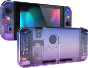 eXtremeRate DIY Replacement Shell Buttons for Nintendo Switch, Custom Back Plate for Switch Console, Housing Case with Colorful Buttons for Joycon Handheld Controller - Gradient Translucent Bluebell