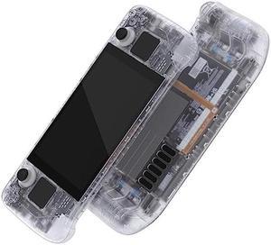 eXtremeRate Transparent Clear Custom Faceplate Back Plate Shell for Steam Deck LCD Handheld Console Replacement Housing Case DIY Full Set Shell Buttons for Steam Deck Console  Console NOT Included