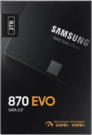 SAMSUNG SSD 870 EVO, 2 TB, Form Factor 2.5 Inch, Intelligent Turbo Write, Magician 6 Software, Black