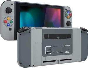 eXtremeRate DIY Replacement Shell Buttons for Nintendo Switch, Soft Touch Back Plate for Switch Console, Housing with ABXY Direction Buttons for Joycon Handheld Controller - SFC SNES Classic EU Style