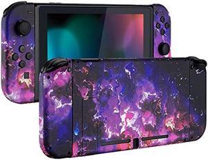 eXtremeRate DIY Replacement Shell Buttons for Nintendo Switch, Soft Touch Back Plate for Switch Console, Custom Housing Case with Full Set Buttons for Joycon Handheld Controller - Surreal Lava