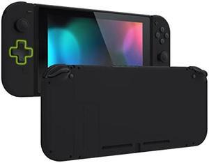 eXtremeRate Dpad Version Custom Full Set Shell for Nintendo Switch, Soft Touch Grip Replacement Console Back Plate, NS Joycon Handheld Controller Housing with Buttons for Nintendo Switch - Black