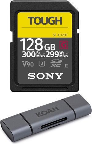 Sony 128GB UHS-II Tough G-Series SD Card and 2-in-1 Aluminum Dual Slot SD Card Reader Bundle (2 Items)