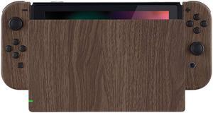 eXtremeRate Wood Grain Patterned Soft Touch Joycon Housing Shell with Full Set Buttons for Nintendo Switch, Replacement Faceplate for Nintendo Switch Dock - Joy-Con Dock NOT Included