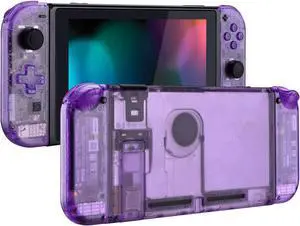 eXtremeRate Back Plate for Nintendo Switch Console, NS Joycon Housing Shell (D-Pad Version) with Full Set Buttons, DIY Replacement Shell for Nintendo Switch - Clear Atomic Purple