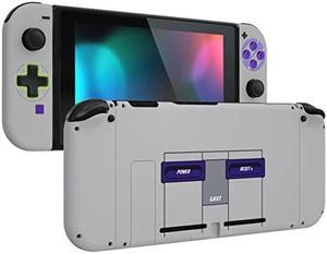 eXtremeRate Dpad Version Custom Full Set Shell for Nintendo Switch, Soft Touch Replacement Console Back Plate, NS Joycon Handheld Controller Housing & Buttons for Nintendo Switch - Classics SNES Style