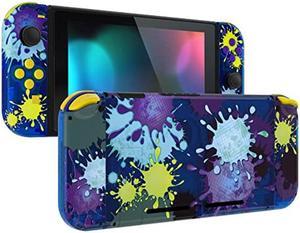 eXtremeRate DIY Replacement Shell Buttons for Nintendo Switch, Custom Back Plate for Switch Console, Custom Housing Case with Full Set Buttons for Joycon Handheld Controller - Splattering Paint