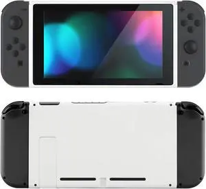 eXtremeRate White Soft Touch Grip Faceplate Backplate DIY Replacement Housing Shell Case for Nintendo Switch Console with Kickstand  JoyCon Console NOT Included