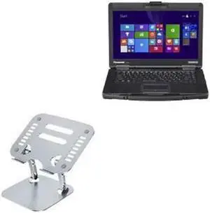 BoxWave Stand and Mount Compatible with Panasonic Toughbook CF-54 - Executive VersaView Laptop Stand, Ergonomic Adjustable Viewing Angle Metallic Riser - Metallic Silver