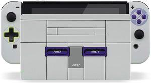 eXtremeRate Classics SNES Style Soft Touch Joycon Housing Shell (D-Pad Version) with Full Set Buttons for Nintendo Switch, Replacement Faceplate for Nintendo Switch Dock - Joy-Con Dock NOT Included