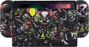 eXtremeRate Scary Party Patterned Soft Touch Joycon Housing Shell with Full Set Buttons for Nintendo Switch, Replacement Faceplate for Nintendo Switch Dock - Joy-Con Dock NOT Included