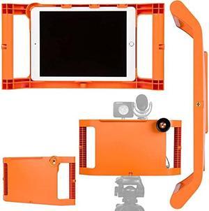 iOgrapher iPad Case with Handles for Tripod and Lens Adapter - iPad Stabilizer for Mini 4th, 5th, and 6th Gen - Tablet Case for Recording and Photos - iPad Holder for Tripod (Orange)