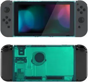 eXtremeRate Clear Emerald Green Faceplate Backplate DIY Replacement Housing Shell Case for Nintendo Switch Console with Kickstand  JoyCon Console NOT Included