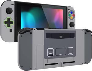 eXtremeRate Dpad Version Custom Full Set Shell for Nintendo Switch, Soft Touch Replacement Console Back Plate, NS Joycon Handheld Controller Housing & Buttons for Nintendo Switch - SFC SNES Classic EU
