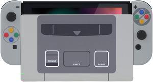 eXtremeRate SFC SNES Classic EU Style Soft Touch Joycon Housing Shell with ABXY Direction Buttons for Nintendo Switch, Replacement Faceplate for Nintendo Switch Dock - Joy-Con Dock NOT Included