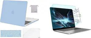 MOSISO 2 Pack 13 inch Laptop Screen Protector&Compatible with MacBook Pro 13 inch Case M2 2023, 2022, 2021-2016 M1, Plastic Hard Shell&Keyboard Cover&Screen Protector&Storage Bag, Airy Blue