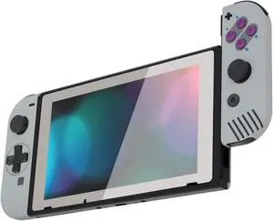 eXtremeRate Classic 1989 GB DMG-01 Dpad Version Joycon Handheld Controller Housing Buttons, Replacment Shell Case with Colorful Border Tempered Glass Screen Protector for Nintendo Switch Joy-Con