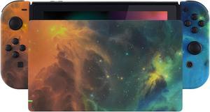 eXtremeRate Orange Star Universe Patterned Soft Touch Joycon Housing Shell with Full Set Buttons for Nintendo Switch, Replacement Faceplate for Nintendo Switch Dock - Joy-Con Dock NOT Included