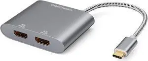 USB C to Dual HDMI 4K Adapter, CableCreation USB Type C (Compatible Thunderbolt 3) to 2 HDMI Adapter Compatible with MacBook Pro 2020/2019/2018/2017,XPS 13/Surface Book 2,Chromebook Pixel, Yoga 710
