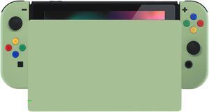 eXtremeRate Matcha Green Soft Touch Grip Joycon Housing Shell with ABXY Direction Buttons for Nintendo Switch, Replacement Faceplate for Nintendo Switch Dock - Joy-Con Dock NOT Included