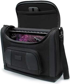 USA Gear Small Messenger Bag Compatible with Surface Pro 9 - Shoulder Bag for Surface Pro 8, Surface Pro 7, 6 - Travel Tablet Bag Also Fits Surface Accessories, Charger, Keyboard, Mouse, more (Black)