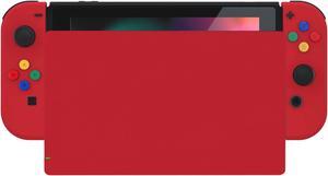 eXtremeRate Passion Red Soft Touch Grip Joycon Housing Shell with ABXY Direction Buttons for Nintendo Switch, Replacement Faceplate for Nintendo Switch Dock - Joy-Con Dock NOT Included