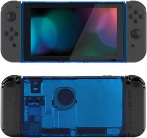 eXtremeRate Clear Blue Faceplate Backplate DIY Replacement Housing Shell Case for Nintendo Switch Console with Kickstand - JoyCon Console NOT Included