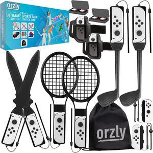 Switch Sports Games 2023 Accessories Bundle Pack for Nintendo Switch & OLED with Tennis Rackets, Golf Clubs, Chambara Swords, Soccer Leg Straps & Joycon Grips - With Carry Bag - SOLID BLACK