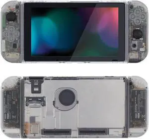 eXtremeRate Clear Front Back Plate for Nintendo Switch Console, NS Joycon Handheld Controller Housing with Full Set Buttons, Replacement Shell for Nintendo Switch - Switch NOT Included