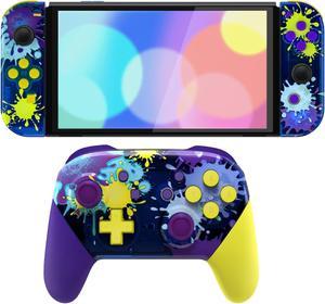 eXtremeRate Splattering Paint Replacement Full Set Shell for Nintendo Switch OLED & Switch Pro Controller