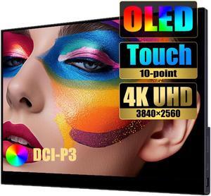 Bimawen 4K OLED Touchscreen Portable Monitor 13.3 inch,Ultra Slim Travel Monitor with Built-in Kickstand,400 nits,4mm Thickness,Glossy 100% Glass Fitting