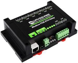 8-CH Ethernet Relay Module, Adopt Modbus RTU/Modbus TCP Protocol, Supports PoE Power Supply, with Various Isolation and Protection Circuits, Industrial Grade Rail-Mount Case