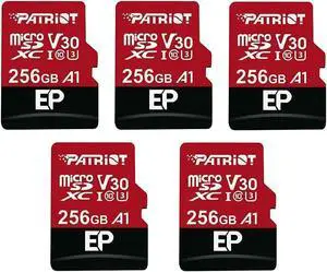 Patriot Memory 256GB A1 / V30 Micro SD Card for Android Phones and Tablets, 4K Video Recording - 5 Pack, Lot of 5