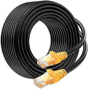 Cable Matters 10Gbps 24 AWG 100ft Cat 6A / Cat 6 Outdoor Ethernet Cable with Bare Copper & 550 MHz Bandwidth (Waterproof Ethernet Cable, Direct Burial Ethernet Cable, PoE Cable) in Black - 100 ft