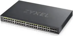 Zyxel 48-Port PoE Gigabit Switch | Smart Managed | 48x PoE+ @375W | 4x SFP | Optional Nebula Cloud | Rackmount [GS1920-48HPV2]
