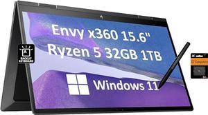 HP Envy X360 15 2in1 Touchscreen Ryzen 5 5625U 32GB RAM 1TB SSD Active Stylus Laptop Bag AMD 6CoreBeat i71165G7 156 FHD Convertible Laptop Backlit Pen Alexa Windows 11 Home  2022