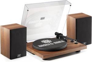 ANGELS HORN Vinyl Record Player, Hi-Fi System Bluetooth Turntable Players with Stereo Bookshelf Speakers, Built-in Phono Preamp, Belt Drive 2-Speed, Adjustable Counterweight, AT-3600L