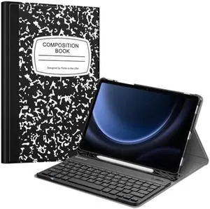 Fintie Keyboard Case for Samsung Galaxy Tab S9 FE 5G 10.9 Inch/Galaxy Tab S9 11 Inch 2023 with S Pen Holder, Slim Stand Cover Detachable Wireless Bluetooth Keyboard, Composition Book