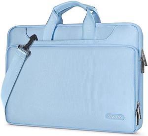 MOSISO 360 Protective Laptop Shoulder Bag Compatible with MacBook Air 15 inch M2 A2941 2023/Pro 16 inch M3 M2 M1 2023-2019, 15-15.6 inch Notebook,Matching Color Sleeve with Belt, Airy Blue