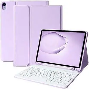 iPad 10th Generation Keyboard Case 10.9"2022, Slim Smart Keyboard Case for iPad 10th Gen 2022,Detachable Wireless Keyboard,Pencil Holder(Purple)
