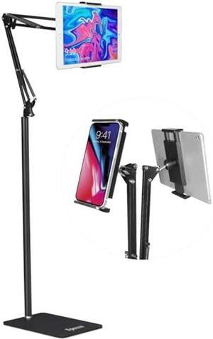 Spessn Adjustable Floor Stand Universal 360-degree Rotatable Metal Tablet Holder Compatible Samsung Galaxy Tab and Phones(Black)