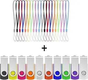 10 Pack USB 2.0 16GB + 30 Pack USB Lanyard Strap